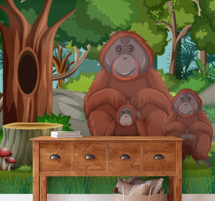 Animals wall mural orangutans family scene - TenStickers