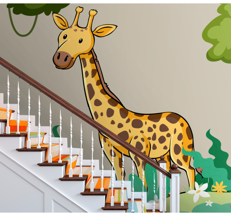 Animals wall mural playful giraffe scene - TenStickers