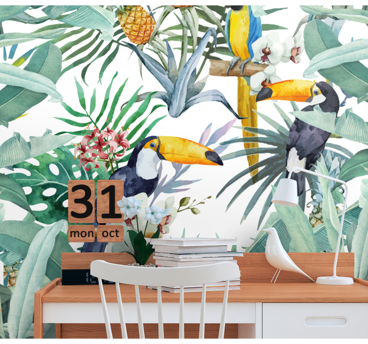 Animals wall mural toucans in the foliage - TenStickers