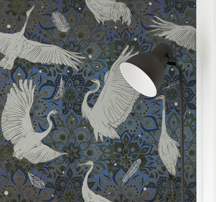 Animals wall mural with elegant crane design - TenStickers