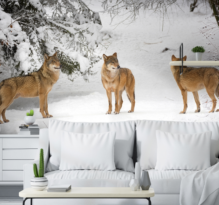 Animals wall mural wolves in snow - TenStickers