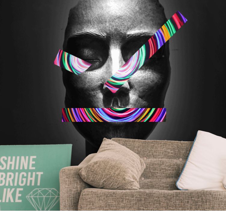 Art wall mural abstract facial features - TenStickers