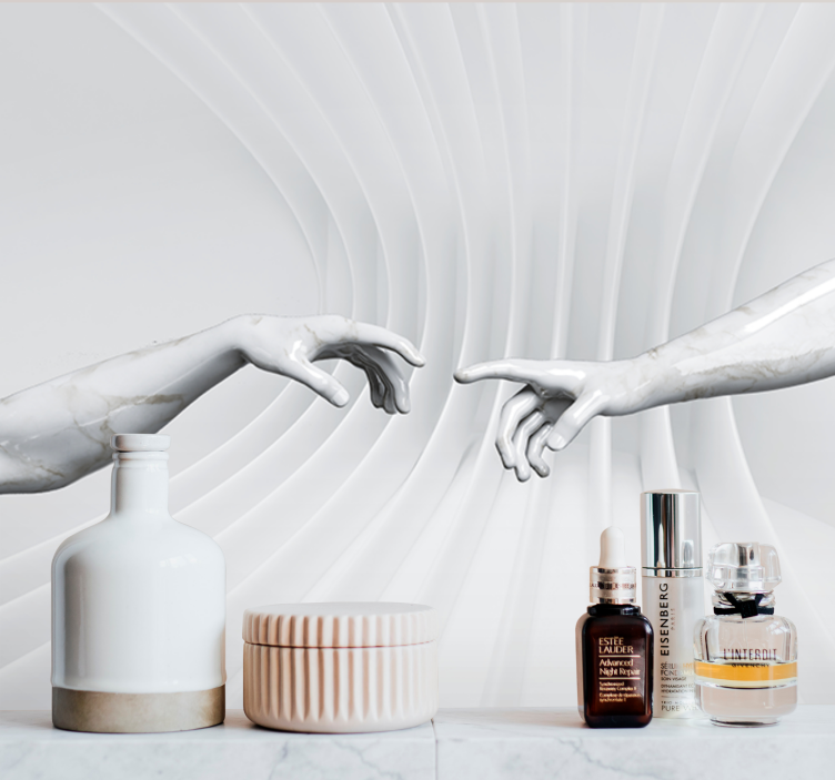 Art wall mural marble hands embrace - TenStickers