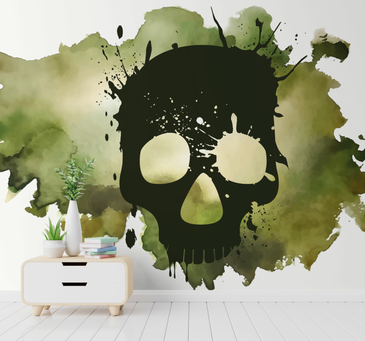 Artistic skull splash graffiti wall mural - TenStickers