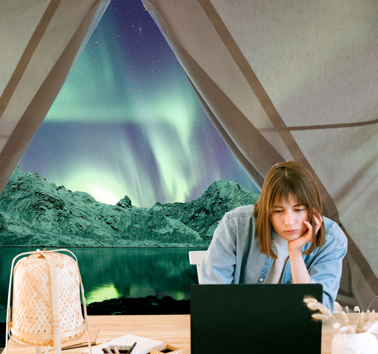 Aurora Borealis View landscape wall mural - TenStickers