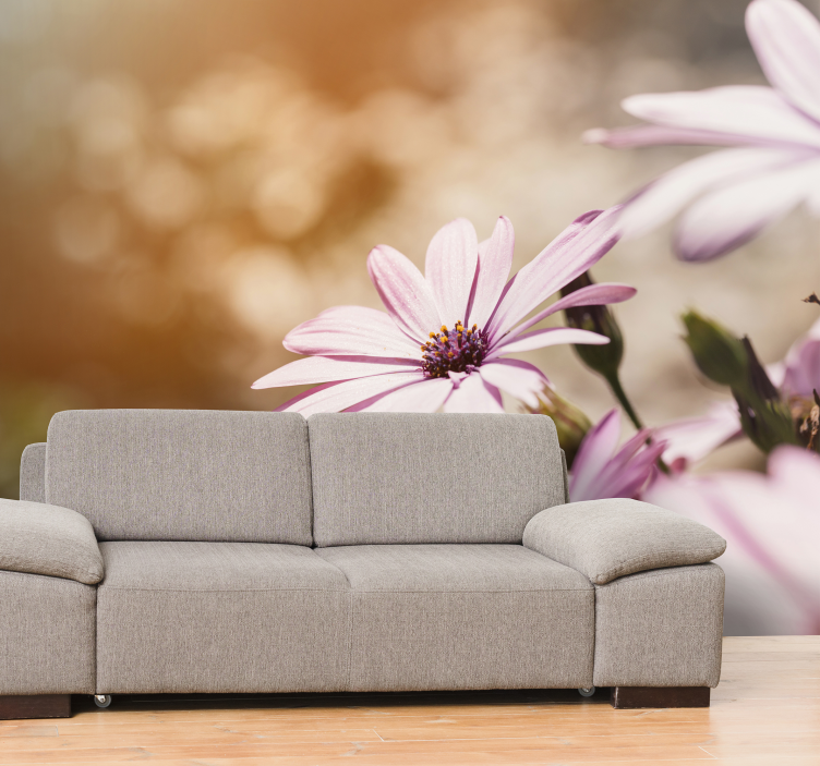 Beautiful Daisies Pink Wall Mural - TenStickers