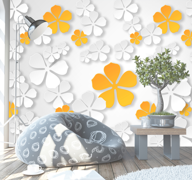 Blooming Contrast flower wall mural - TenStickers