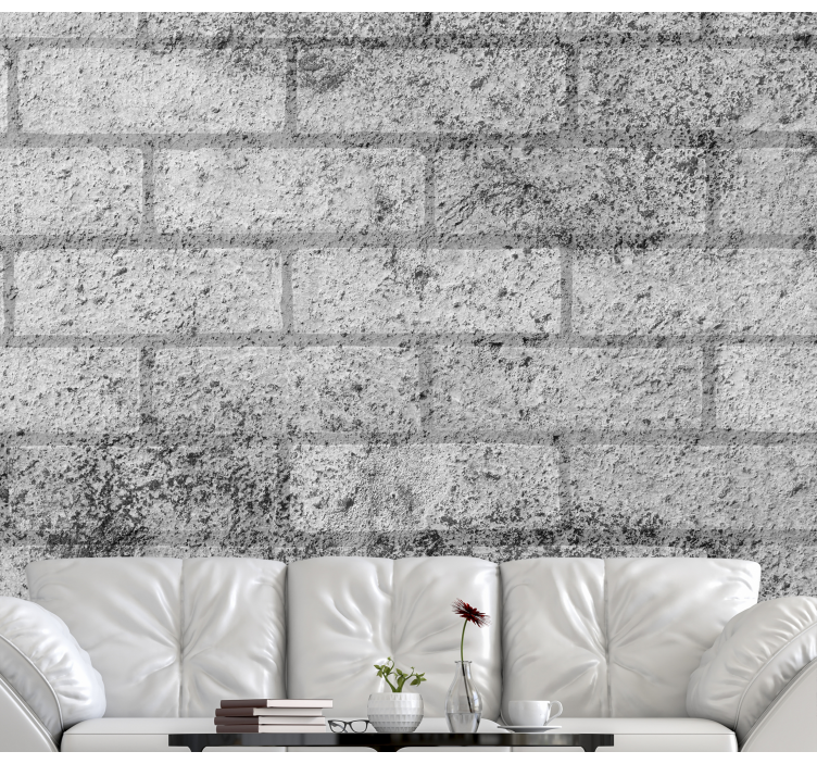 Brick mural wallpaper textured gray blocks - TenStickers