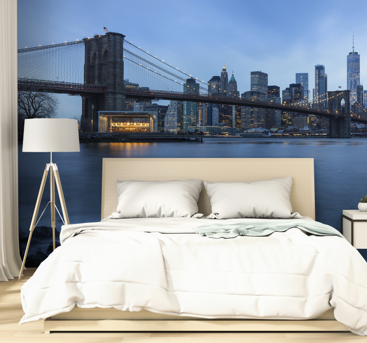 Brooklyn Bridge Nightscape wall mural new york - TenStickers