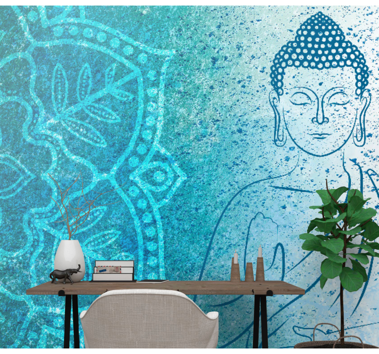 Buddha blue Mandala Wall Mural - TenStickers