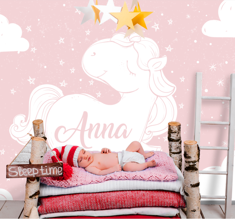 Childrens wall mural playful unicorn design - TenStickers