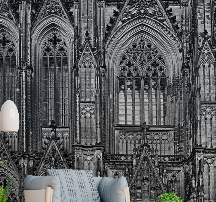 City wall mural featuring gothic architecture details - TenStickers