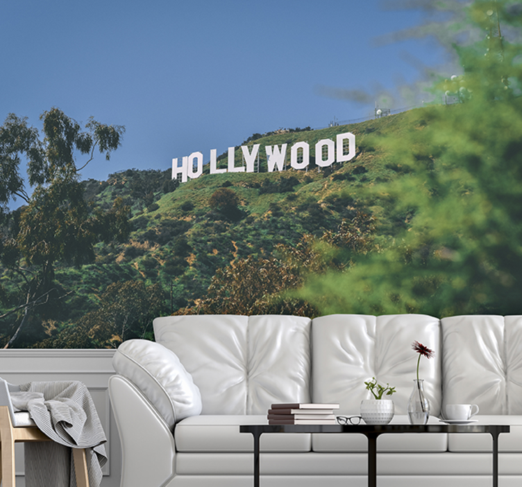 City wall mural hollywood sign landscape - TenStickers