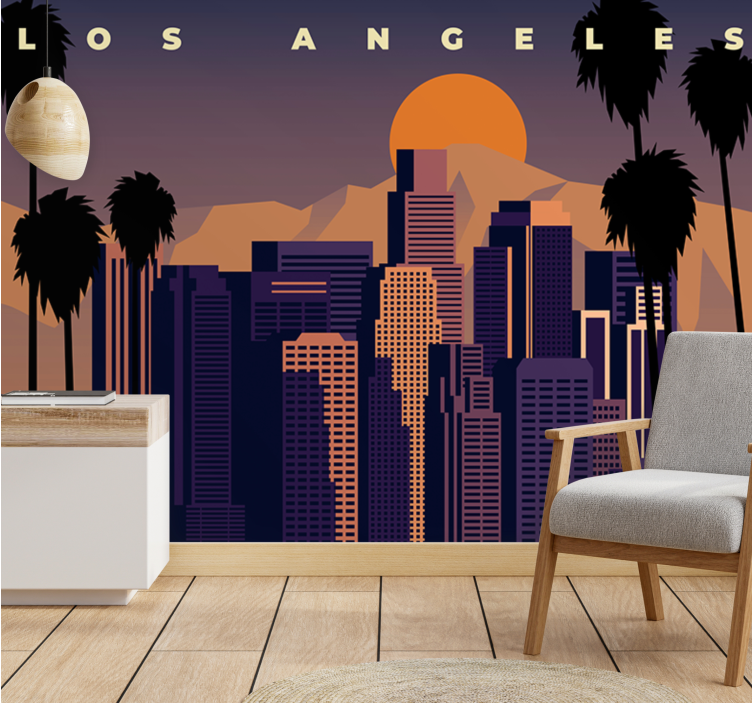 City wall mural los angeles skyline art - TenStickers
