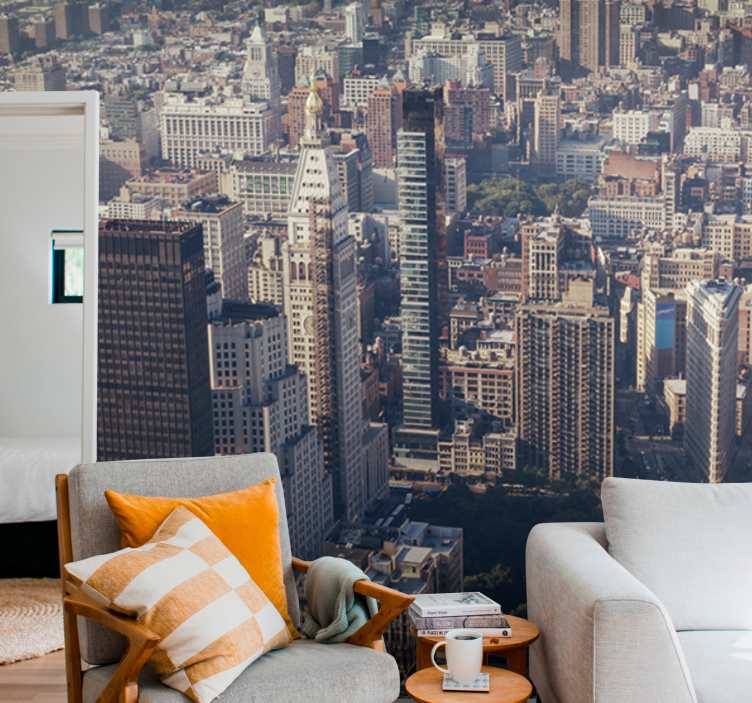 City wall mural urban view - TenStickers