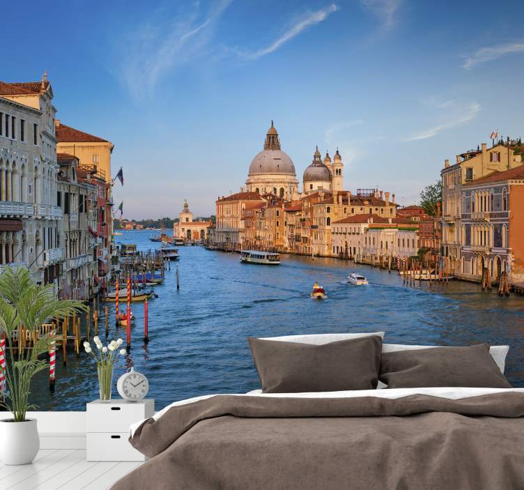 City wall mural venetian canal reflection - TenStickers