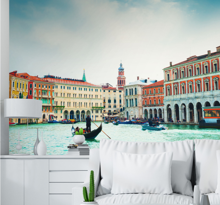 City wall mural venetian waterway view - TenStickers