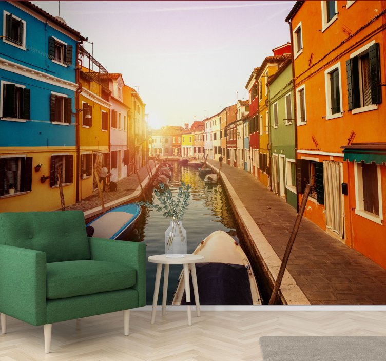 Colorful Canal View city wall mural - TenStickers