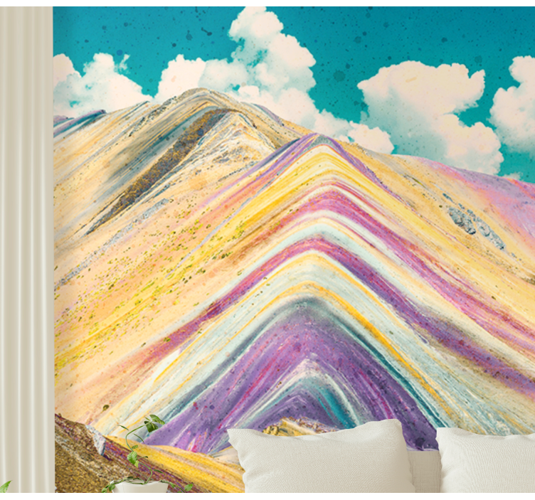 Colorful mountain peaks landscape wall mural - TenStickers