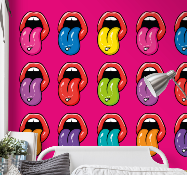 Colorful tongue expressions graffiti wall mural - TenStickers
