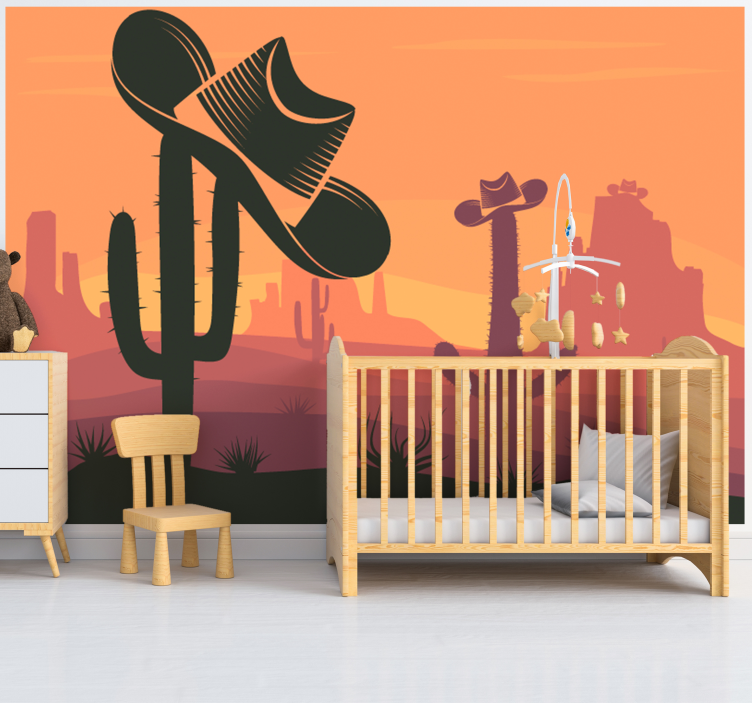 Cowboy hat landscape wall mural - TenStickers