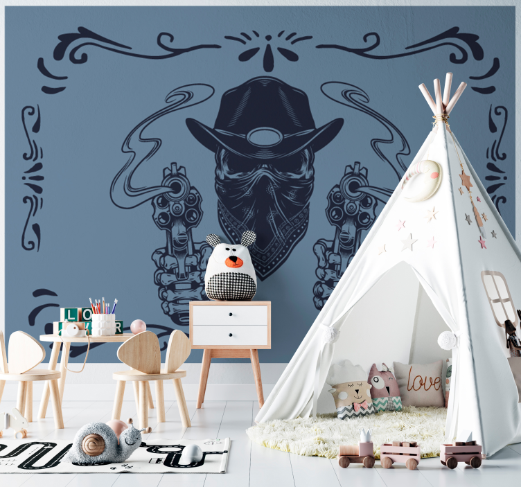 Cowboy skull and flock vintage wall mural - TenStickers