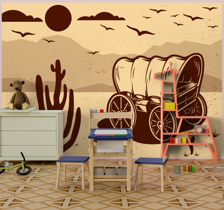 Cowboy Wagon vintage wall mural - TenStickers