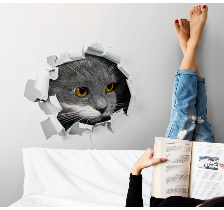 Curious Cat Peeking animals wall mural - TenStickers