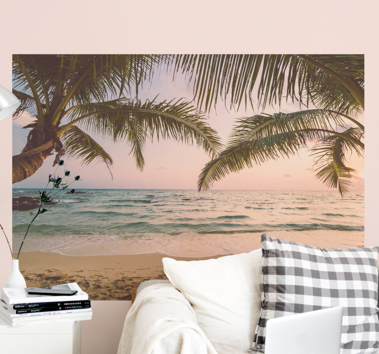 Customizable Wall mural beach with palm trees - TenStickers