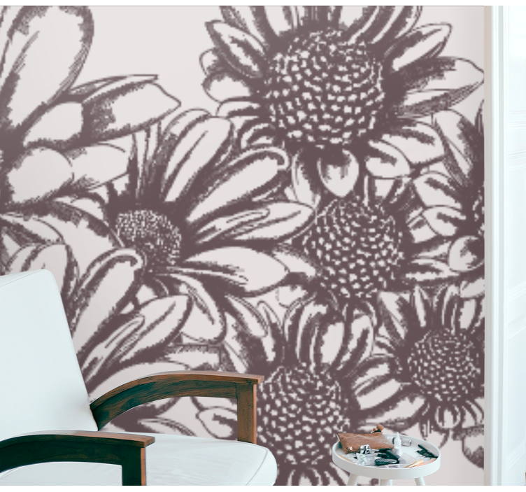 Daisy flower pattern flower wall mural - TenStickers