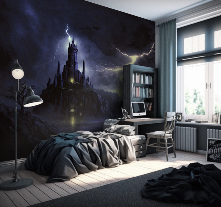Dark Castle and Storm = Castle Oscuro y Tormenta fantasy wall mur - TenStickers