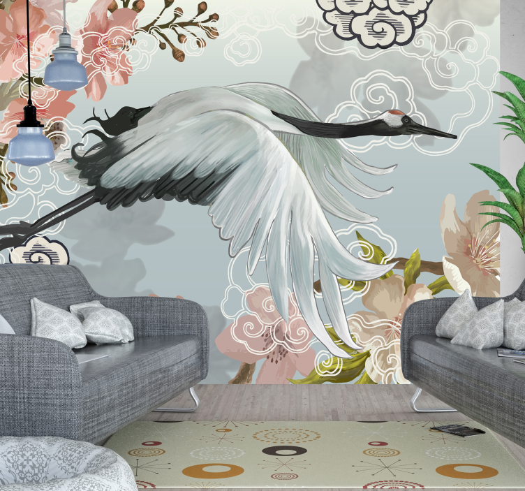 Elegant Crane Flight animals wall mural - TenStickers