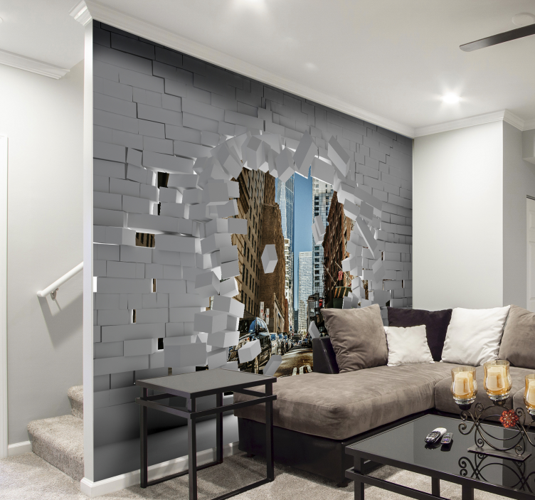 Exploding Cityscape wall mural 3d - TenStickers