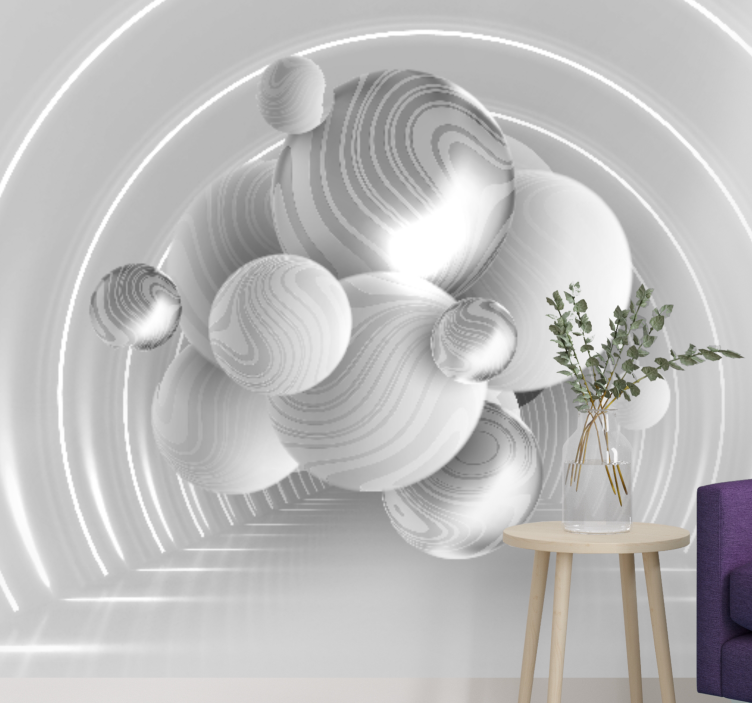 Floating circular shapes wall mural 3d - TenStickers