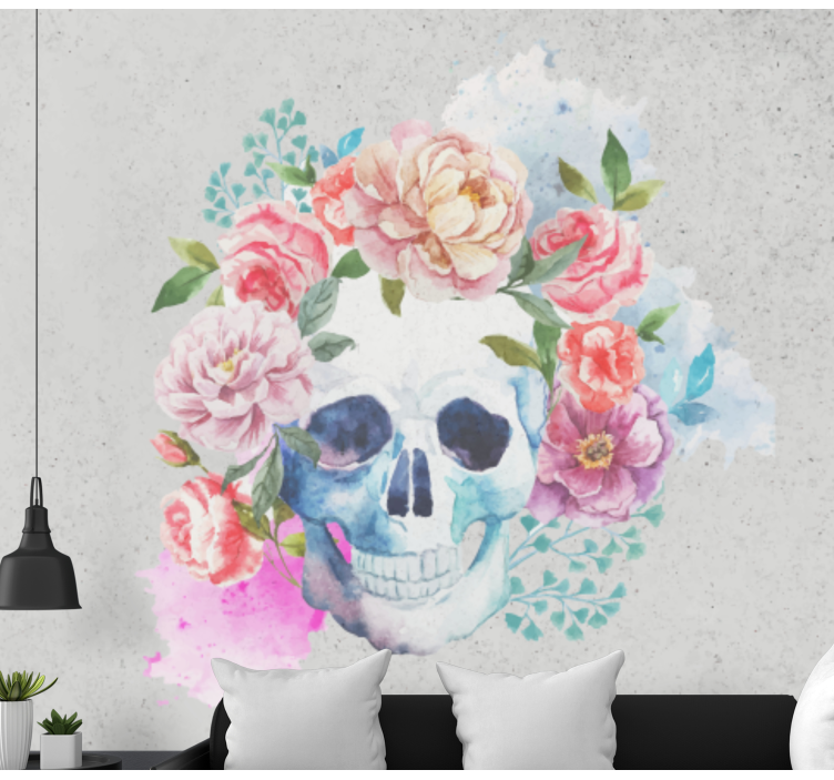 Floral Skull Art animals wall mural - TenStickers