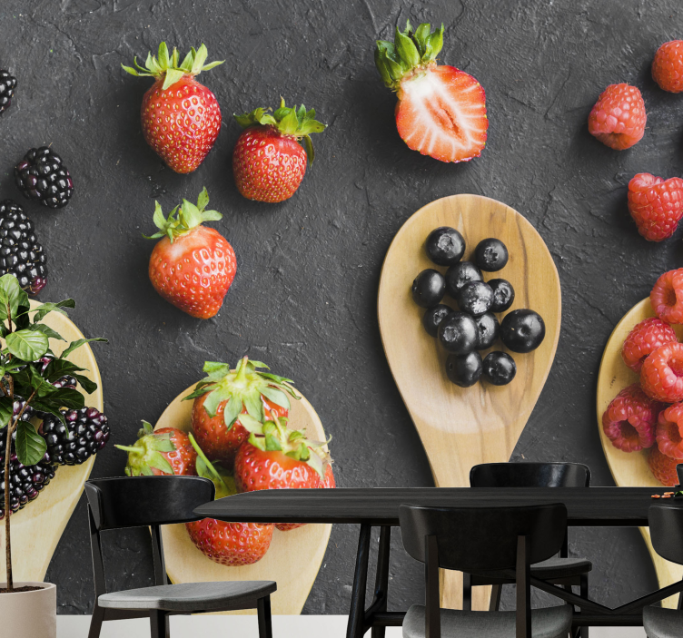 Flower wall mural berry collection display - TenStickers