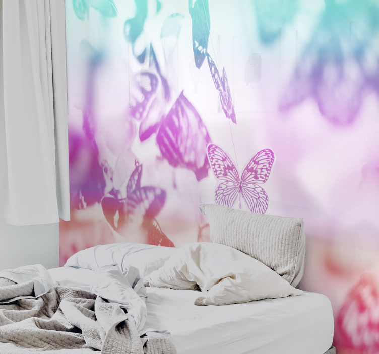 Flower wall mural butterfly garden design - TenStickers