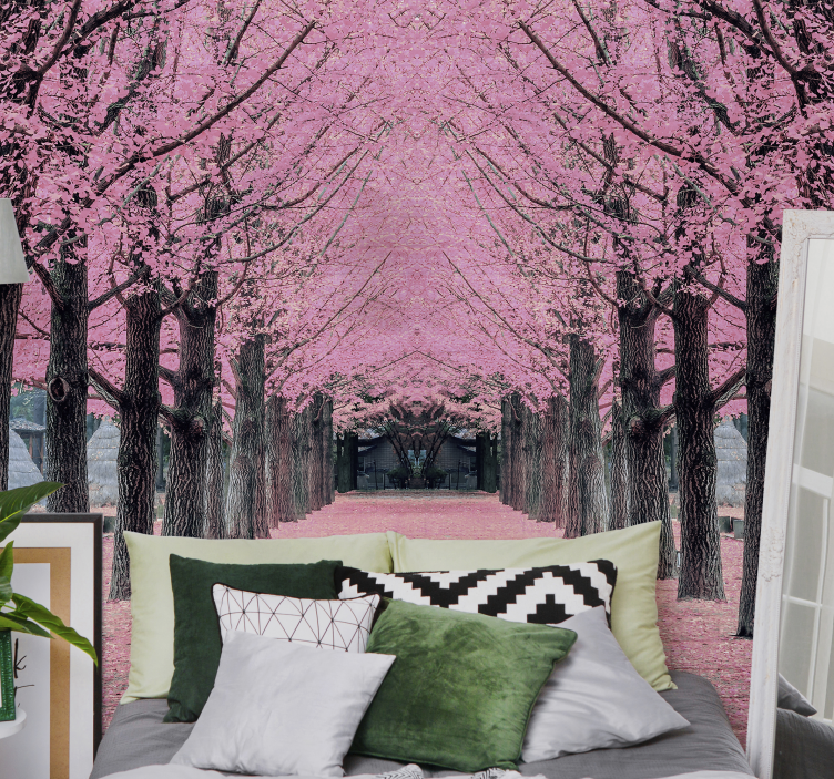 Flower wall mural cherry blossom pathway - TenStickers
