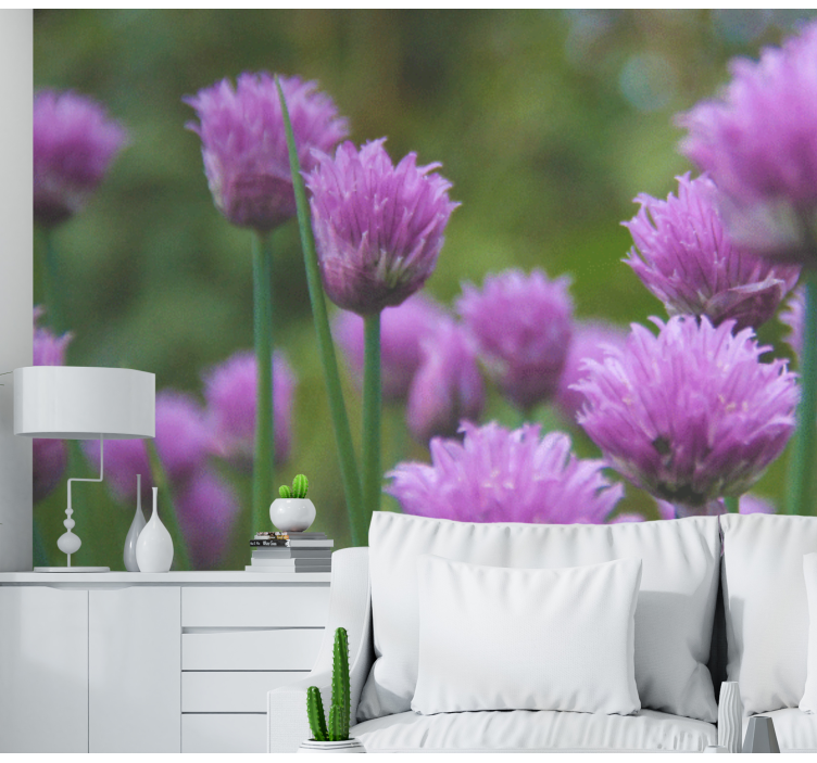 Flower wall mural chive blooming cluster - TenStickers