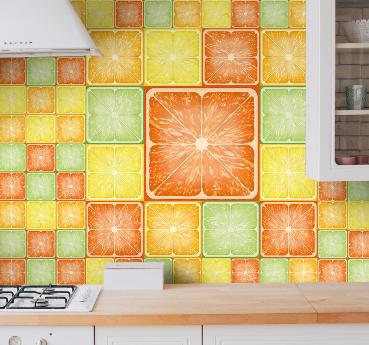 Flower wall mural citrus slice design - TenStickers