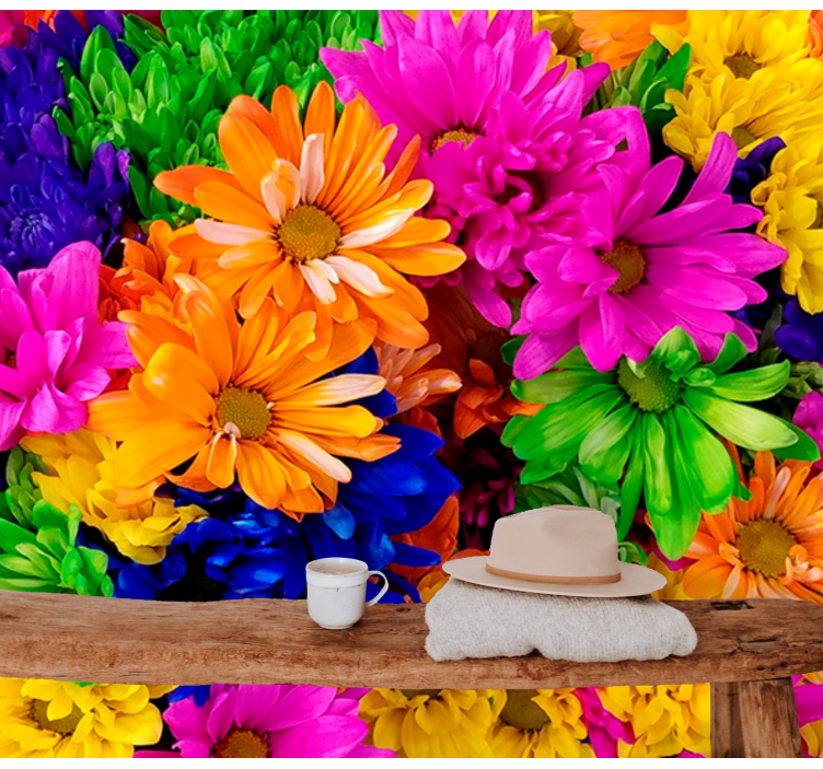 Flower wall mural colorful botanical design - TenStickers