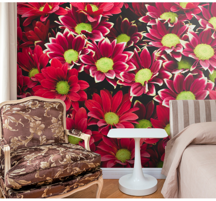 Flower wall mural crimson blossom arrangement - TenStickers
