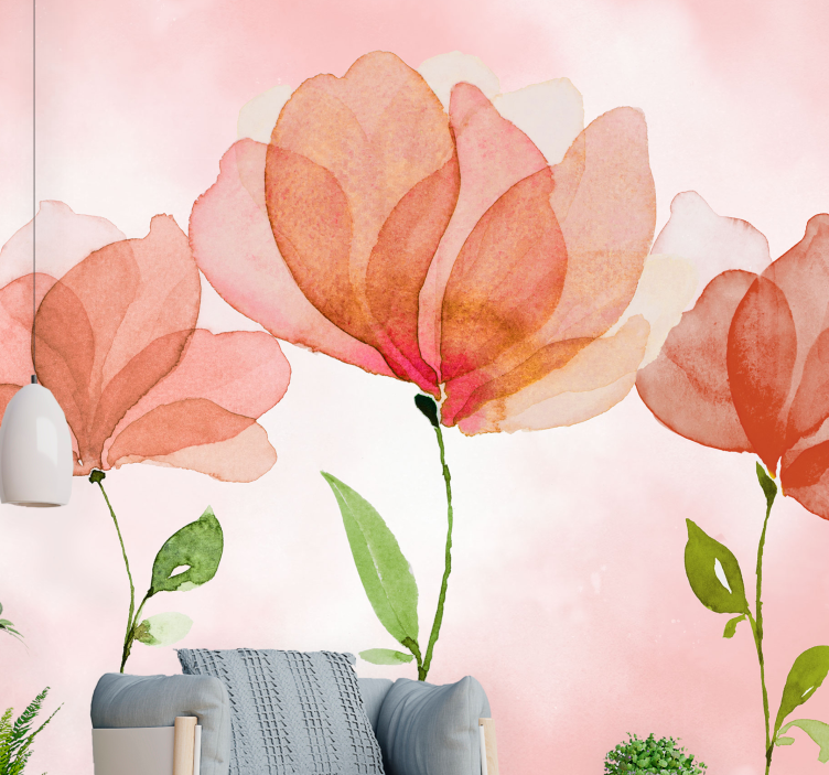 Flower wall mural elegant floral blooms - TenStickers