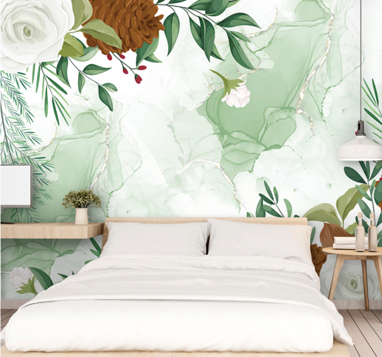 Flower wall mural elegant floral design - TenStickers