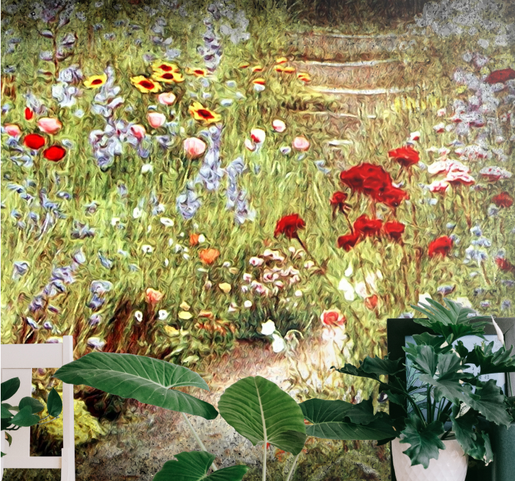 Flower wall mural flower pathway scene - TenStickers