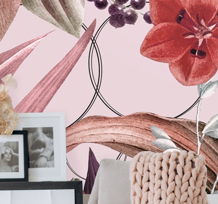 Flower wall mural flower pattern design - TenStickers