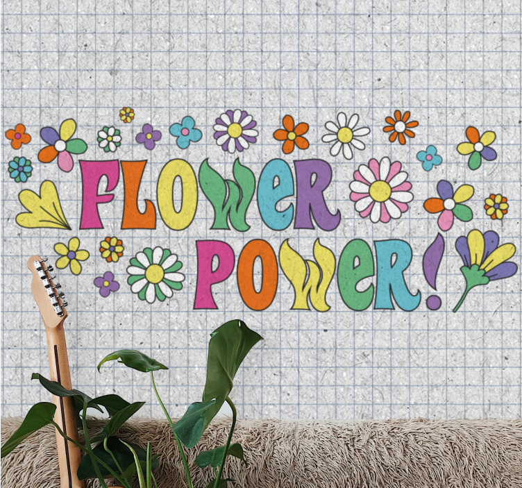 Flower wall mural flower power design - TenStickers
