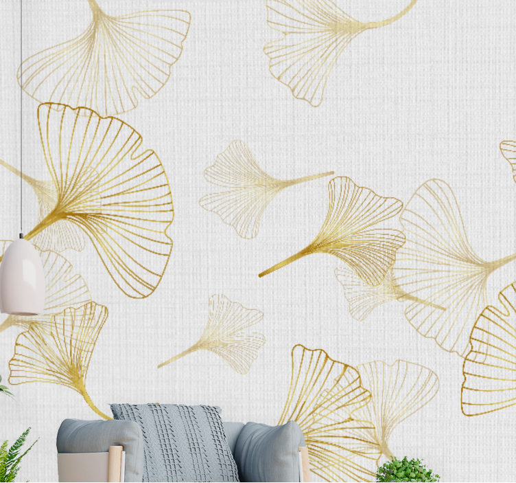 Flower wall mural ginkgo leaf patterns - TenStickers