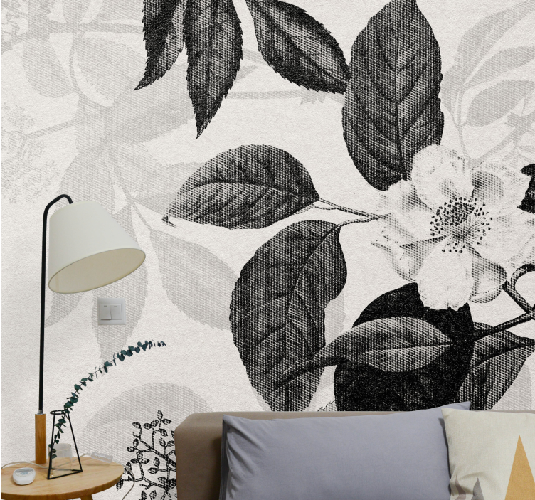 Flower wall mural graceful bloom design - TenStickers