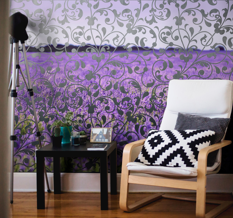 Flower wall mural lavender floral design - TenStickers